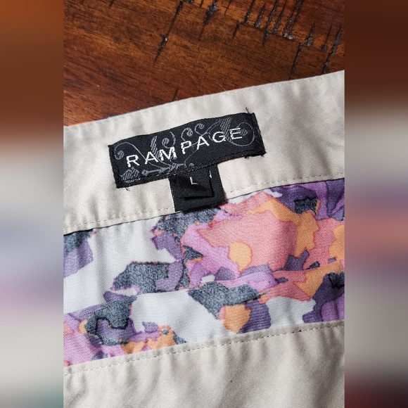 RAMPAGE One Shoulder Tan Purple Orange elastic Ruched Waist Top - Picture 6 of 7